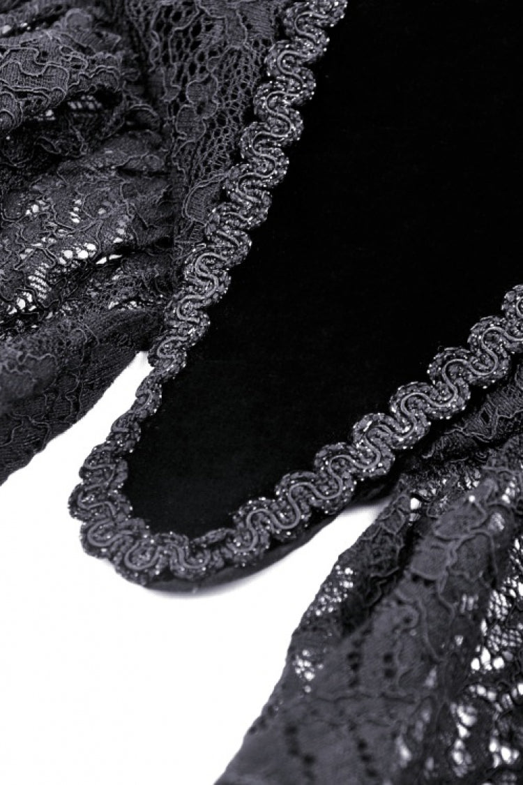 Black Sleeveless Floral Embroidered Velvet Women's Gothic Corset - Product - 14