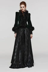 Women's V Collar Long Sleeves Faux Fur Stitching Gothic Coat 4 Colors - Product - 8