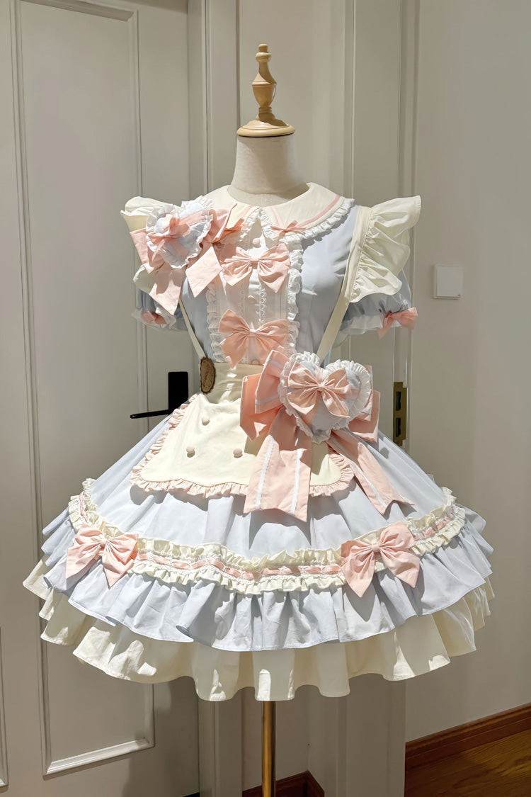 Cookies Short Sleeves Maid Ruffle Bowknot Sweet Lolita Tiered Dress 2 Colors - Product - 4