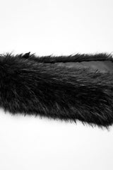Black Halterneck Sleeveless Jacquard Women's Gothic Vest with Faux Fur Collar - Product - 5