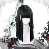 Natural Short Straight Hair Classic Lolita Wigs - Black - 1
