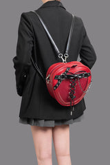 Red Bow Lace-Up Chain-Decorated Gothic Lolita Apple Itabag - Product - 3