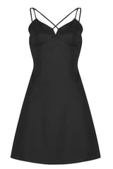 Black Two-Piece Fitting Sling Strap Design A-Shape Women's Punk Slip Dress - Product - 5