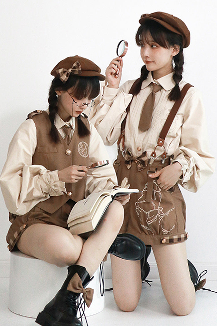 Brown Detective Goose Rivet Buttons Ouji Lolita Vest - Product - 2