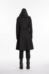 Black Stand Collar Long Sleeves Hooded Zippered Men's Punk Jacket - Product - 3