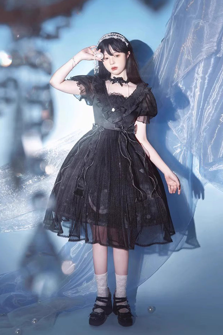 Planet Butterfly Print Bowknot Classic Gothic Lolita Dress 2 Colors - Product - 12