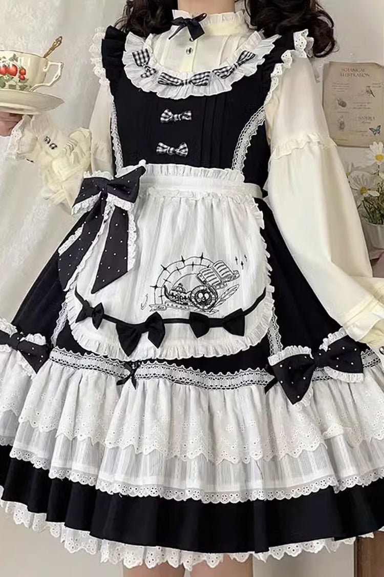 Black/White Ruffled Square Collar Alice Chapter Sweet Lolita JSK Dress - Product - 4