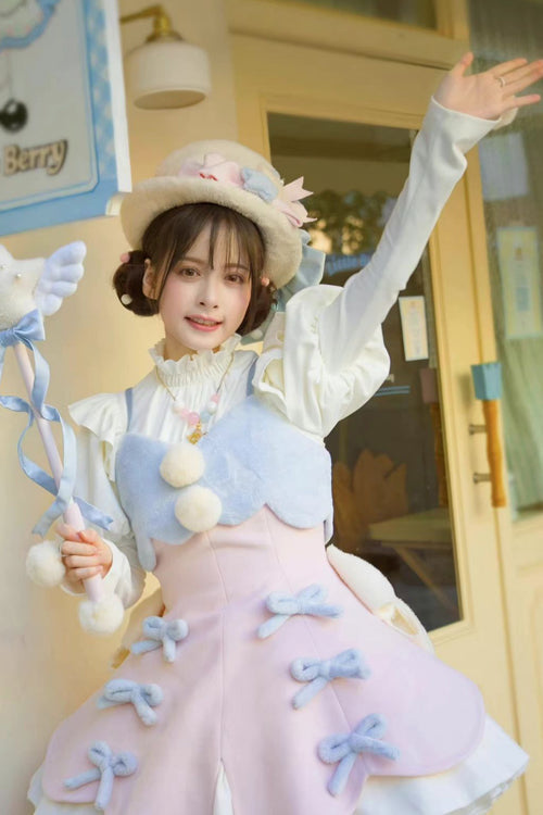 Stand Up Collar Long Sleeves High Waisted Thickened With Vest Sweet (Dress Only) detail view 3