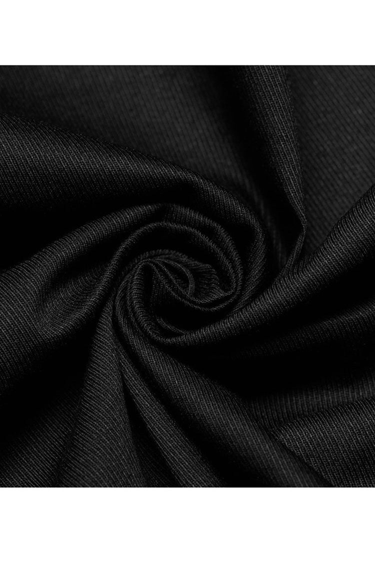 Black Gothic Delicate Decals Placket Pleated Ruffle Long Sleeve Men's Shirt - Product - 6