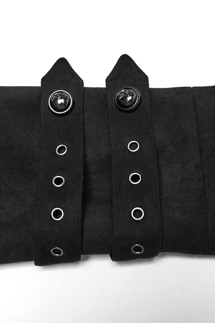 Black Long Sleeves Buckle Eyelets Men's Gothic Jacket - Product - 9