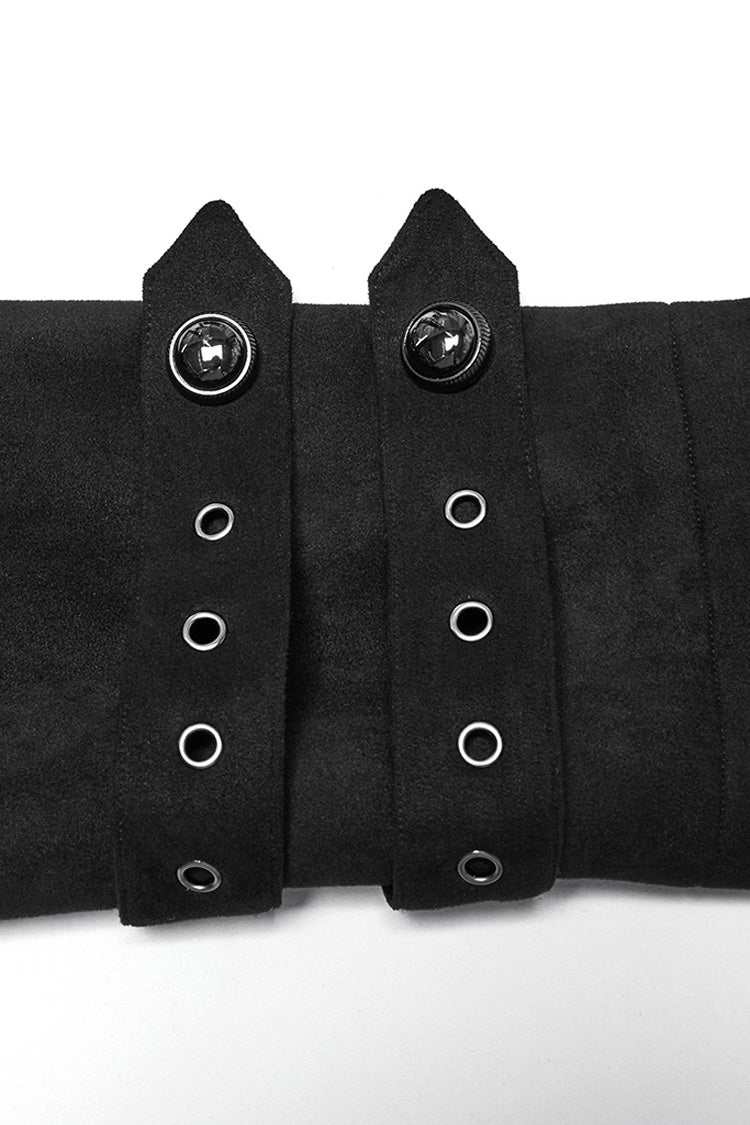 Black Long Sleeves Buckle Eyelets Men's Gothic Jacket - Product - 9