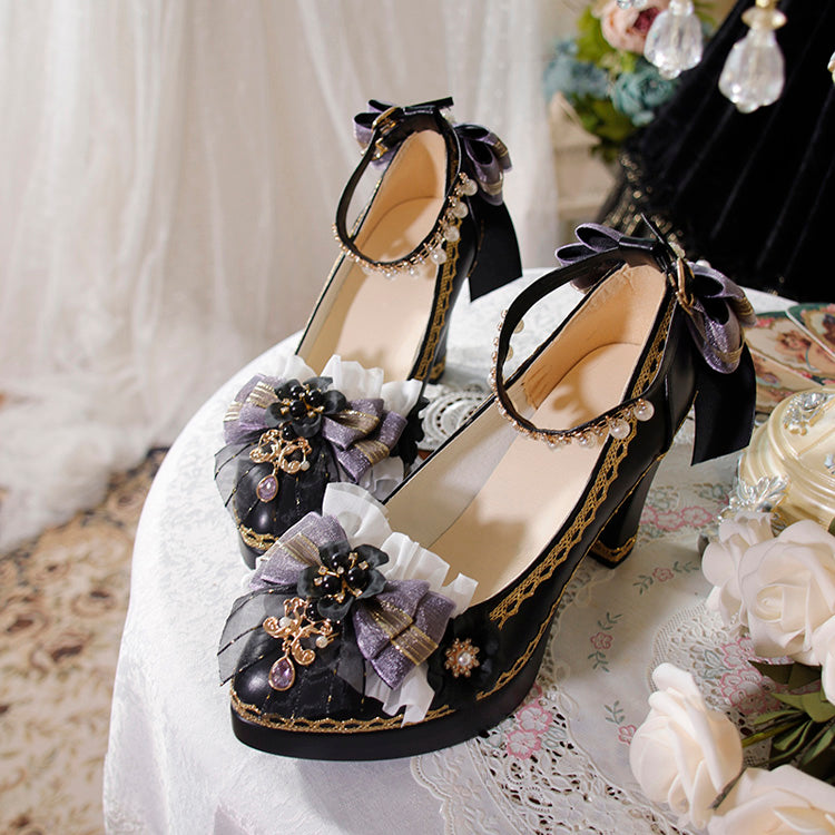 Bowknot Lace Sweet Lolita High Heels 6 Colors - Product - 8