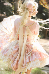Pink White Pear Dream Multi-layer Ruffle Lace Sweet Chinese Style Princess Lolita Jsk Dress - Product - 5