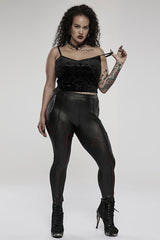 Red/Black Slim Side Zipper Elastic Fashion Hip-Lifting Thin Punk Women's Leggings - Product - 4