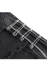 Black Faux Leather Splice Men's Punk Flared Pants - Product - 11