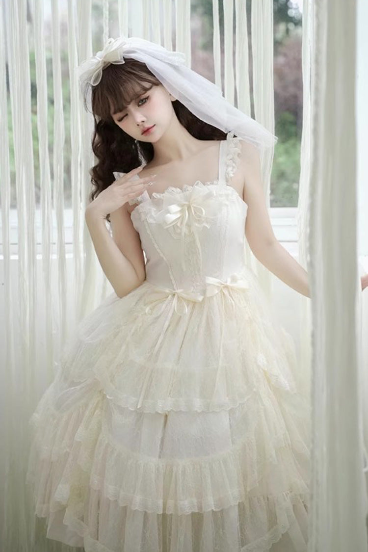 Iris Love Multi-layer Jacquard Bowknot Sweet Elegant Princess Lolita Jsk Dress 2 Colors - Product - 9