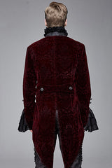 Lotus Leaf Corsage Collar False Two Piece Mens Red Gothic Swallow Tailed Coats - Product - 3