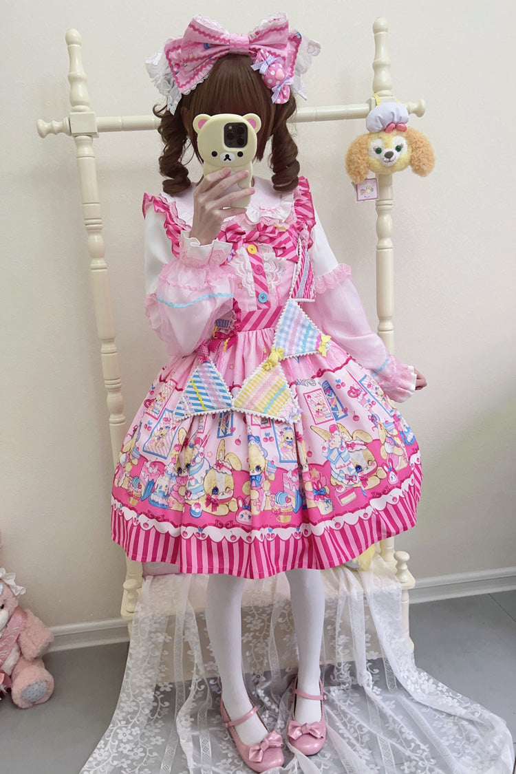 [Bunny Pastry Chef] Print Bowknot Gothic Japanese Lolita Jsk Dress 3 Colors - Product - 15