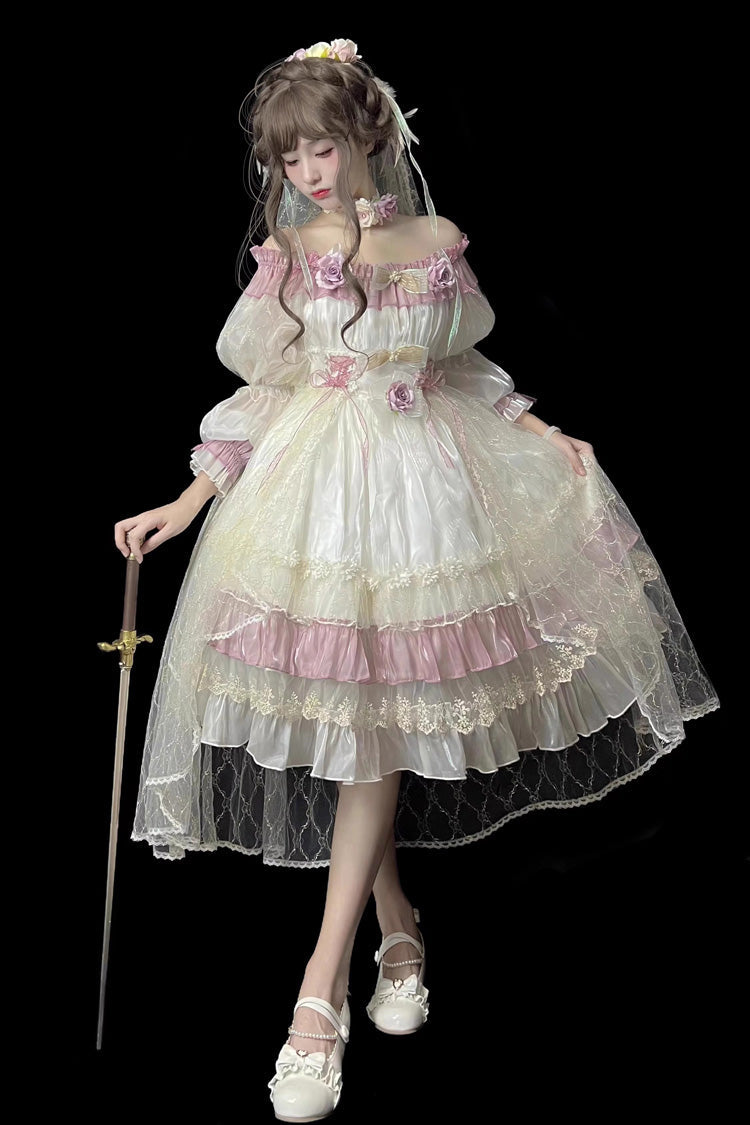 Purple [Spring of Boliya] Long Sleeves Multi-Layered Ruffle Bowknot Lace Lace-Up Sweet Princess Lolita Dress - Product - 7
