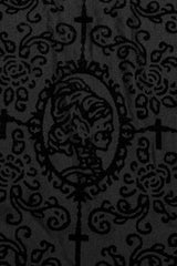 Black Sleeveless Beaded Cross Flocking Print Men's Gothic Tank Top - Product - 9