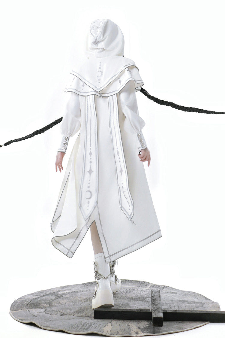 White Bionic Dimension Futuristic Mechanical Style Print Ouji Fashion Lolita Cape - Product - 8