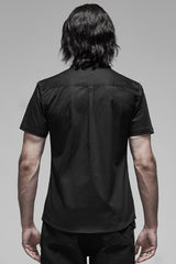 Black Lapel Collar Short Sleeves Men's Punk Blouse - Product - 3