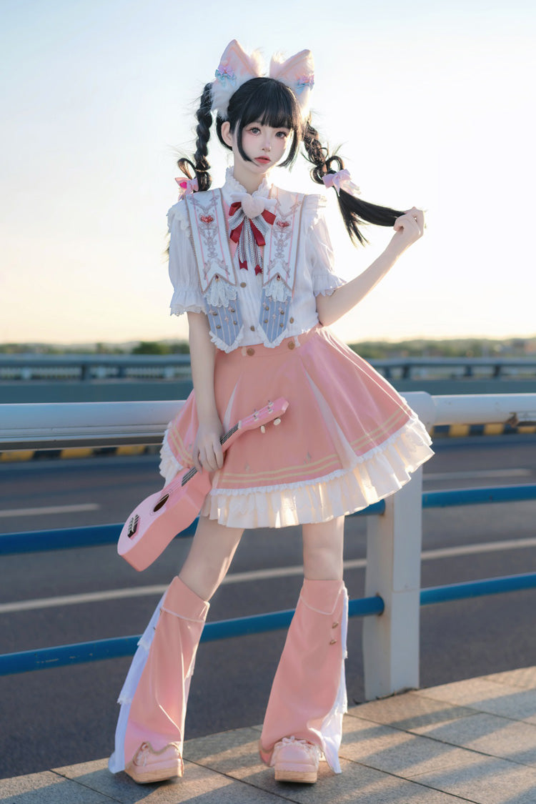 Pink [Messenger of Heaven] Ruffle Sweet Princess Lolita Skirt - Product - 14