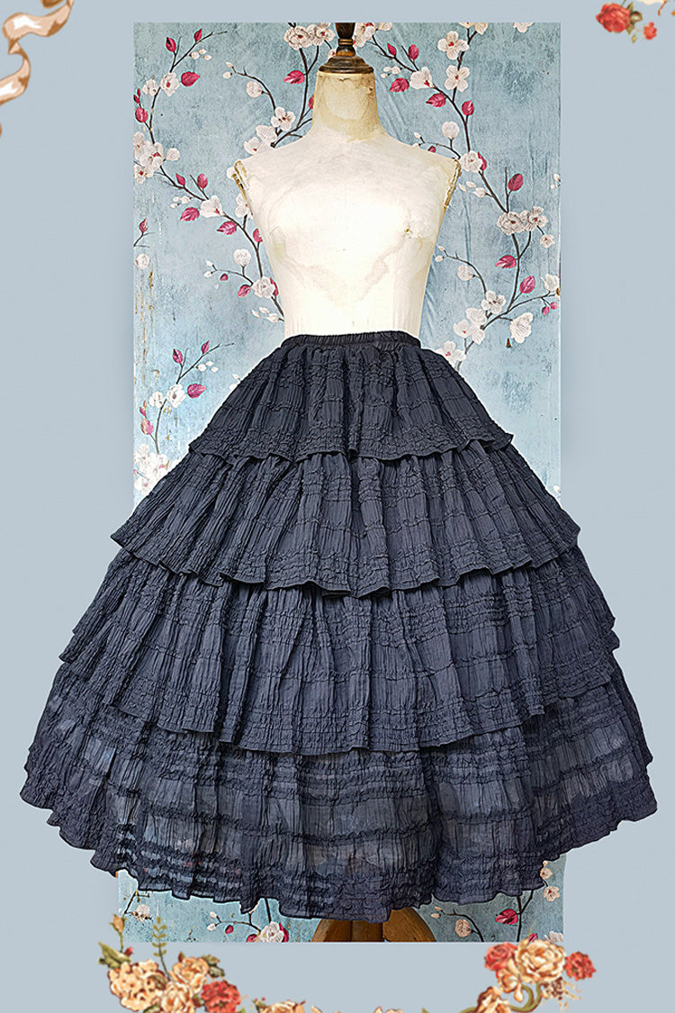 Black Forest Multi-layer Ruffle Classic Gothic Lolita Skirt Set - Product - 4