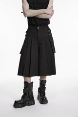 Black Buckled Big Pockets Pleated Men's Punk Pants - Product - 5