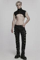 Black Buckle Skull Men's Punk Pants - Product - 4