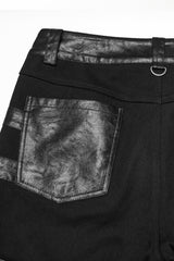 Black Stitching Mesh Buckle Straps Studded Men's Punk Pants - Product - 6