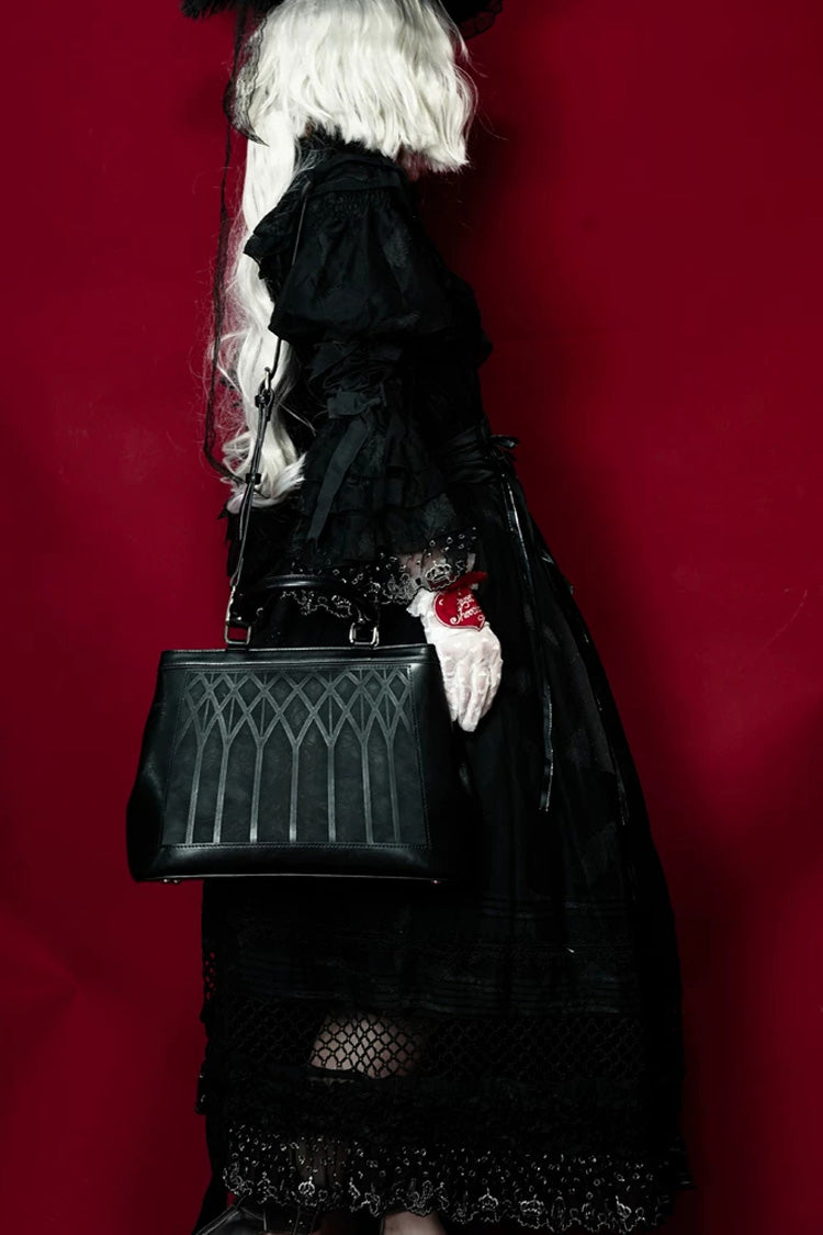 Black [Asgard’s Forgotten Dream] Yggdrasil Printed Embroidered Gothic Lolita Handbag - Product - 5
