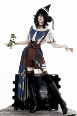 Brown [Inventor of Wonderful Equipment] Ouji Punk Cool Lolita Bib Shorts - Product - 5