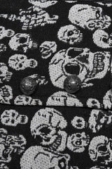 White/Black Contrast Sleeveless Skulls Print Jacquard Hollow Mens Gothic Vest - Product - 8