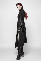 Black Metal Buckle Decoration Zipper Womens Steampunk Windbreaker Coat - Product - 5