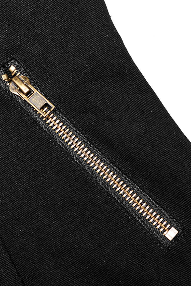 Black Metal Retro Button Decoration Long Sleeves Double Breasted Mens Steampunk Coat - Product - 10