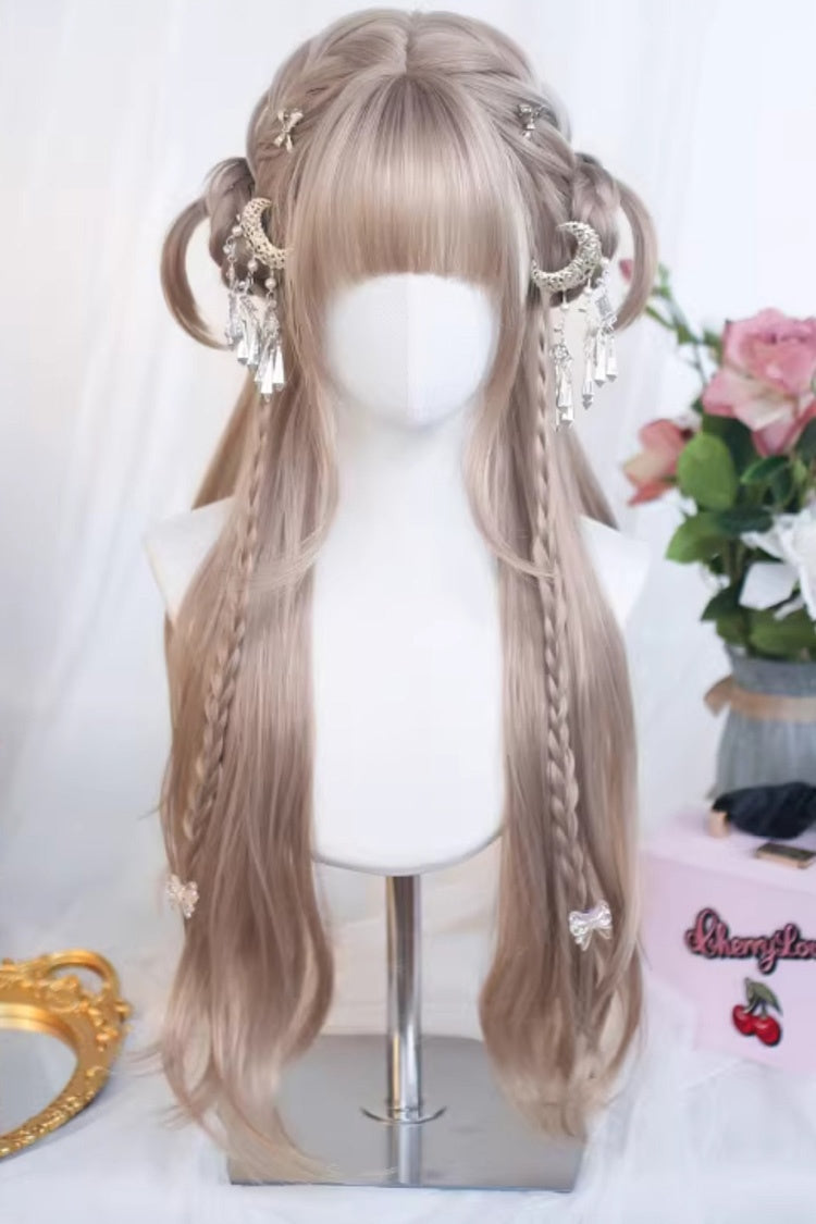 Floral Honey Tea Light Brown Long Wavy Daily Sweet Lolita Wig - Product - 4