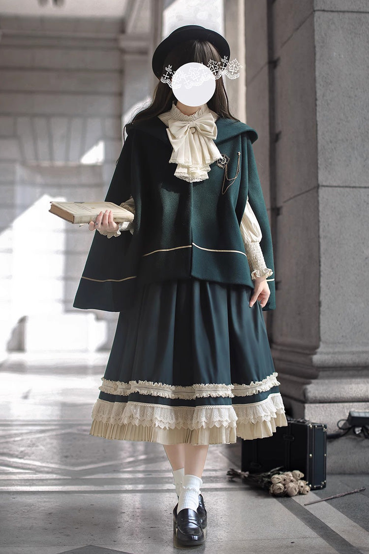 Green [Artemis SP] Ruffle Bowknot Lace College Style Elegant Lolita Jumper Dress - Green - 1