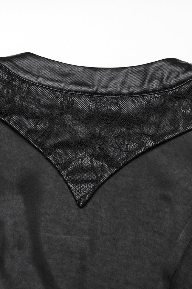 Black Long Sleeves Stitching Lace Irregular Women's Gothic Dress - Product - 8