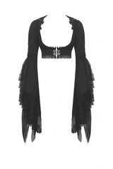 Black Women's Gothic Vintage Long Flared Sleeves Lace Splice Shrug - Product - 3