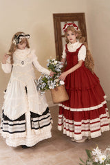Black [Lily] Multi-Layered Ruffle Lace Classic Elegant Lolita Jsk Dress - Product - 9