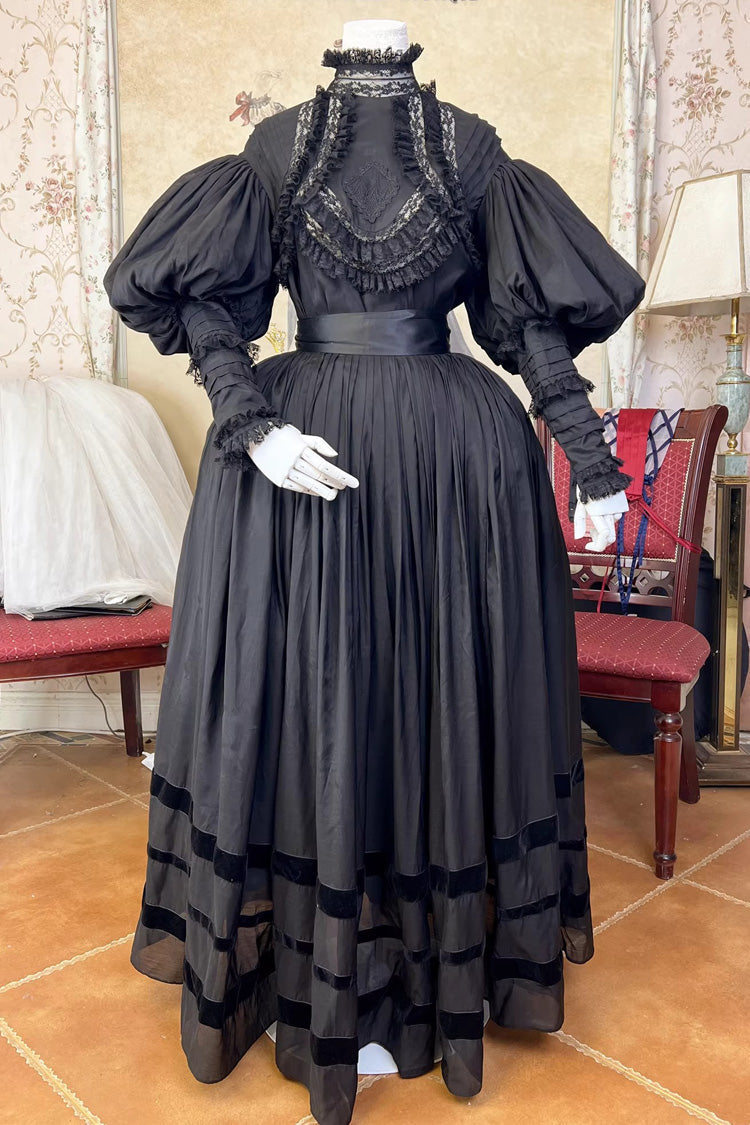 Classic Long Puff Sleeves Ruffle Embroidery Lace Gothic Lolita Victorian Blouse 2 Colors - Product - 5