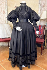 Classic Long Puff Sleeves Ruffle Embroidery Lace Gothic Lolita Victorian Blouse 2 Colors - Product - 5