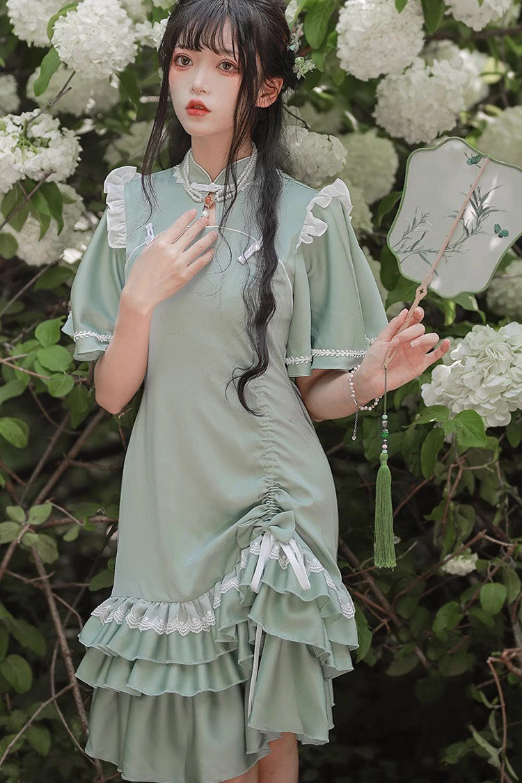 Green Han Element Chinese Style Cheongsam Sweet Lolita Dress - Product - 2