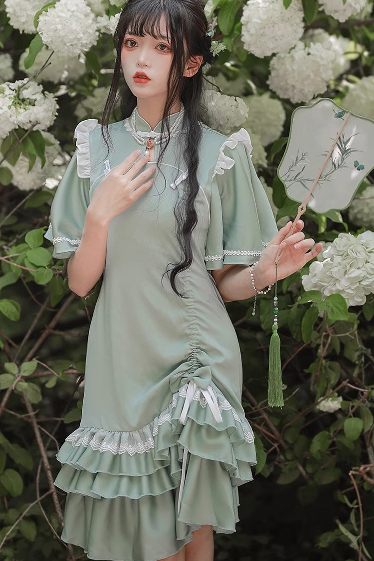 Green Han Element Chinese Style Cheongsam Sweet Lolita Dress - Product - 2