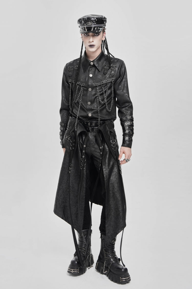 Black D-ring Buckle Zipper Men's Punk Skirt - Product - 7