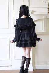 Jirai Kei Navy Collar Long Sleeves Bowknot Lace Sweet Japanese Blouse 3 Colors - Product - 11