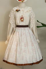 Forest Illustrated Book Watercolor Picture Book Print Sweet Elegant Lolita Skirt 3 Colors - White - 1