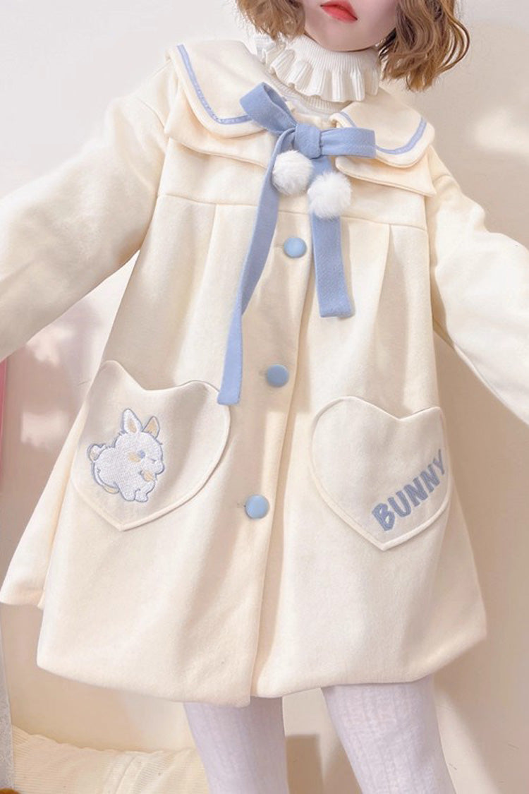 Beige Doll Collar Long Sleeves Bowknot Sweet Lolita Coat - Product - 5