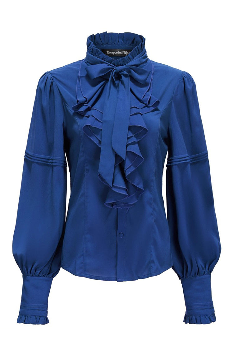 Original Retro Immortal Endless Promise Lace Bow Ouji Lolita Blouse - Blue - 3